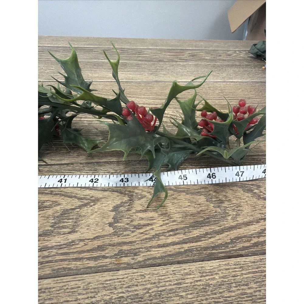 VTG Mid Century Holly Berry Plastic Modern Holiday Decor 1 Strand Colorful Trim